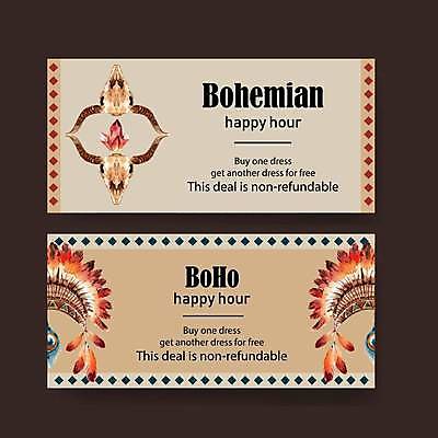 EPS 해외이미지 영어 일러스트 타이포그라피 사람없음 티켓 인디언 카우보이 상품권 황소 동물뼈 베이지색 인디언의상 해외일러스트 문자 컬러 아메리카 소 전통의상 파일형식 벡터 이미지허브