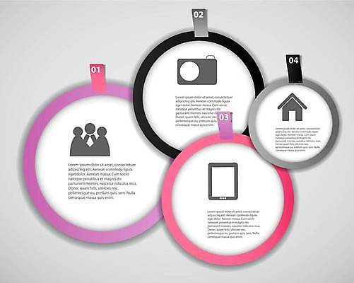 EPS 해외이미지 디자인 분홍색 일러스트 비즈니스 사람모양 사람없음 태블릿 카메라 검은색 자료 인포그래픽 회색 정보 원형 목차 집모양 해외일러스트 모양 도형 컬러 전자제품 스마트기기 파일형식 벡터 이미지허브