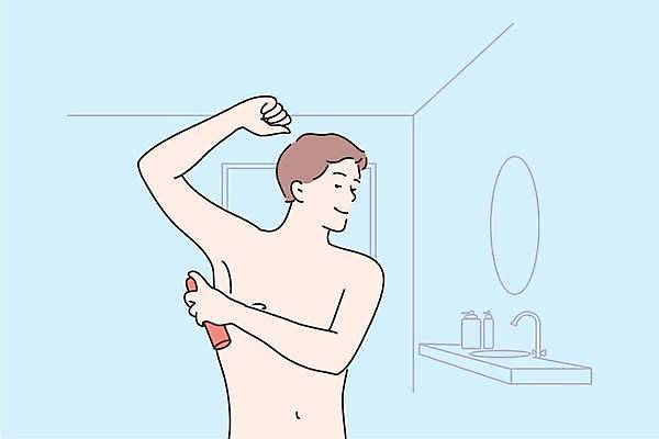 EPS 해외이미지 남자 일러스트 관리 상반신 성인 뷰티 목욕 누드 향수 스프레이 데오드란트 탈취 해외일러스트 사람 청결 화장품 파일형식 벡터 이미지허브