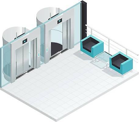 EPS 해외이미지 하늘색 일러스트 탁자 사람없음 일상 소파 공간 엘리베이터 아이소메트릭 테이블롤 해외일러스트 빵 가구 의자 라이프 파란색 파일형식 벡터 이미지허브