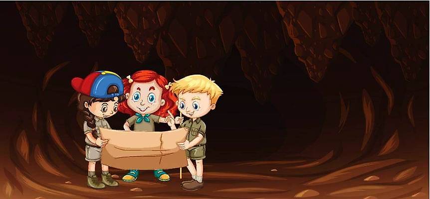 EPS 해외이미지 클립아트 어린이 벽 여행 백그라운드 지도 일러스트 자연 미술 풍경 소년 그래픽 빨간색 어둠 바위 동굴 모험가 그림 클립 내추럴 석회암 옛날 지질학 해외일러스트 교육 남자 컬러 문화예술 사람 암석 생태계 파일형식 벡터 이미지허브