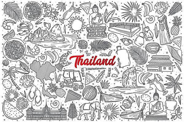 EPS 해외이미지 바다 지도 일러스트 태국 코끼리 새우 수박 바나나 태국문화 타이포그라피 사람없음 세트 야자수 태양 캐리어 권투장 권투글러브 낙서 쪼리 라인아트 불상 파인애플 손그림 열대잎 태국건축 태국음식 태국전통의상 해외일러스트 자연요소 나무 문자 동양문화 아시아 선 외국문화 잎 불교 과일 포유류 스포츠시설 갑각류 여행가방 동양건축 글러브 샌들 전통의상 열대과일 동양음식 파일형식 벡터 이미지허브