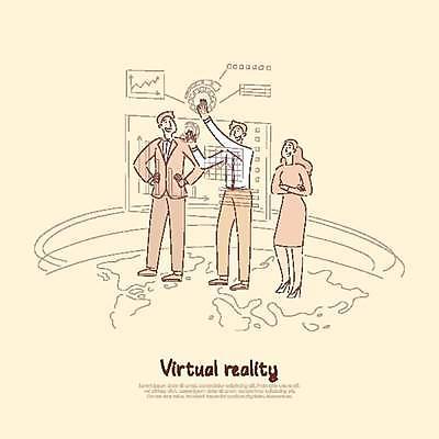 EPS 해외이미지 전신 여자 남자 일러스트 비즈니스 성인 세명 노란색 비즈니스맨 비즈니스우먼 분석가 인터페이스 성인만 해외일러스트 직업 컬러 사람 직장인 파일형식 벡터 이미지허브