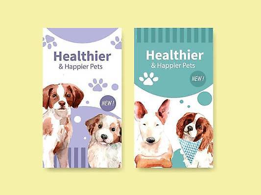 EPS 해외이미지 반려견 여러마리 일러스트 수채화 사람없음 반려동물 세트 보라색 강아지 개발자국 개뼈다귀 민트색 소셜네트워크 소셜미디어 해외일러스트 동물 컬러 다수 개 발자국 애견간식 파일형식 벡터 이미지허브