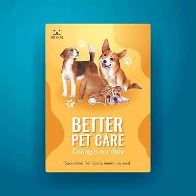 EPS 해외이미지 포스터 반려견 리플렛 일러스트 사람없음 반려동물 노란색 귀여움 강아지 개발자국 펫케어 해외일러스트 동물 컬러 컨셉 관리 개 발자국 파일형식 벡터 이미지허브