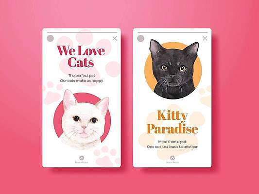 EPS 해외이미지 분홍색 두마리 일러스트 사람없음 반려동물 세트 귀여움 주황색 고양이 발자국 초상화 소셜네트워크 소셜미디어 반려묘 해외일러스트 동물 컬러 컨셉 2 포유류 자국 그림 파일형식 벡터 이미지허브