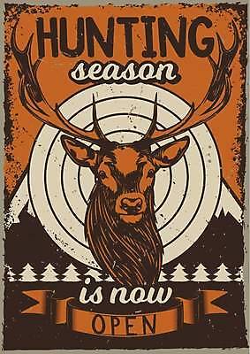 EPS 해외이미지 나무 한마리 디자인 포스터 일러스트 사슴 사람없음 주황색 빈티지 과녁판 숲 사냥 해외일러스트 식물 1 컬러 컨셉 포유류 파일형식 벡터 이미지허브