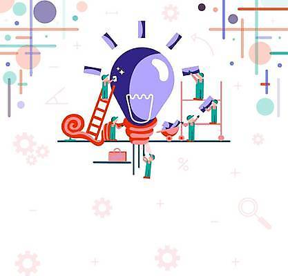 EPS 해외이미지 건축 백그라운드 일러스트 프레임 사람모양 작업자 전구모양 카피스페이스 해외일러스트 모양 전구 공백 파일형식 벡터 이미지허브