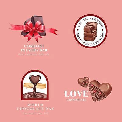 EPS 해외이미지 리본 분홍색 일러스트 텍스트 프레임 발렌타인데이 타이포그라피 사람없음 초콜릿 하트 심볼 브랜딩 해외일러스트 모양 문자 컬러 데이이벤트 디저트 파일형식 벡터 이미지허브