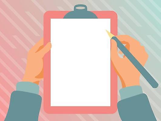 EPS 해외이미지 손 백그라운드 일러스트 프레임 신체부위 펜 서류판 카피스페이스 해외일러스트 사람 필기구 사무용품 공백 파일형식 벡터 이미지허브