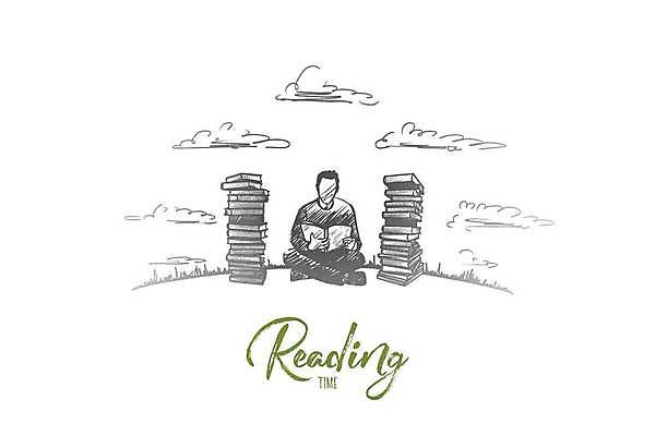 EPS 해외이미지 1 학생 라이프스타일 교육 남자 행복 컨셉 일러스트 휴식 실내 사람 앉기 성인 취미 책 독서 연필 정보 잡기 시간 스케치 읽기 문학 손그림 고립 무료 엘리먼트 필기체 레터링 해외일러스트 문자 감정 모션 학용품 미술 내부 생활 필기구 파일형식 벡터 이미지허브