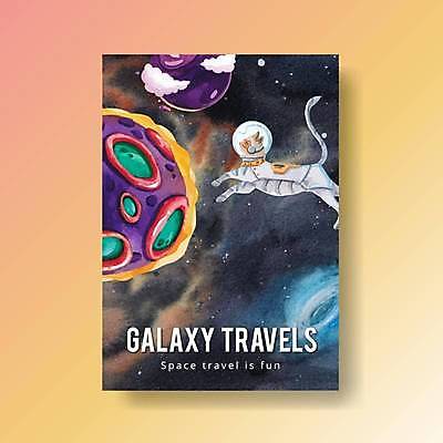 EPS 해외이미지 포스터 일러스트 사람없음 우주 고양이 행성 우주비행사 우주복 공학 해외일러스트 옷 교육 포유류 반려동물 파일형식 벡터 이미지허브