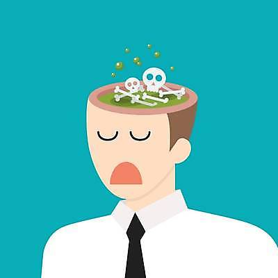 EPS 해외이미지 남자 생각 일러스트 비즈니스 뼈 한명 상반신 성인 머리 비즈니스맨 독약 독_독극물 성인남자한명만 해외일러스트 1 사람 신체부위 직장인 남자한명만 성인남자만 파일형식 벡터 이미지허브