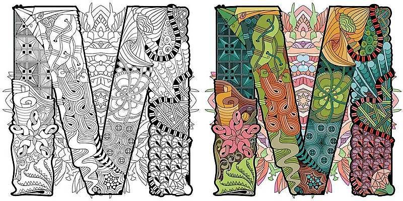 EPS 해외이미지 알파벳 선 일러스트 추상 사람없음 그림 M 젠탱글 해외일러스트 영어 무늬 파일형식 벡터 이미지허브