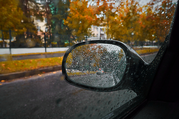 포토 JPG 해외이미지 주간 단풍 단풍나무 실내 사람없음 반사 물방울 비 빗방울 차안 사이드미러 자동차내부 해외포토 자연요소 나무 잎 날씨 내부 비_날씨 파일형식 이미지허브