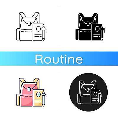 EPS 해외이미지 일러스트 책가방 사람없음 펜 공책 플랫 해외일러스트 가방 문구용품 필기구 파일형식 벡터 이미지허브