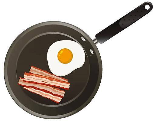 EPS 해외이미지 일러스트 요리 사람없음 프라이팬 계란프라이 베이컨 해외일러스트 주방용품 돼지고기 계란요리 파일형식 벡터 이미지허브