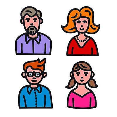 EPS 해외이미지 템플릿 캐릭터 디자인 여자 남자 딸 실루엣 아들 얼굴 일러스트 엄마 추상 사람 세트 컬러풀 픽토그램 머리 웹 침묵 흰색 네트워크 아빠 플랫 만화 수집 심볼 심플 윤곽 소셜 회원 아바타 사용자 미니멀 해외일러스트 일러캐릭터 컬러 무늬 인터넷 가족 촬영기법 신체부위 소리 파일형식 벡터 이미지허브