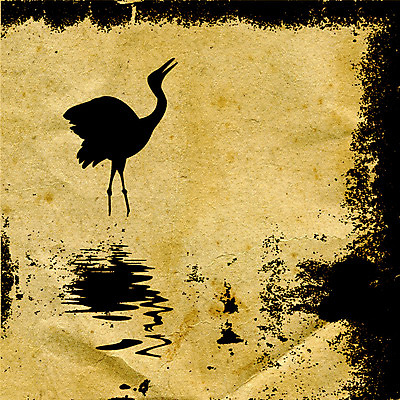 JPG 해외이미지 한마리 실루엣 일러스트 사람없음 반사 노란색 학 빈티지 질감 해외일러스트 1 컬러 컨셉 조류 촬영기법 파일형식 이미지허브