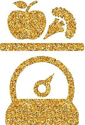 EPS 해외이미지 일러스트 사람없음 반짝임 사과 브로콜리 금박 접시저울 더스트파티클 해외일러스트 채소 과일 모션 저울 파일형식 벡터 이미지허브