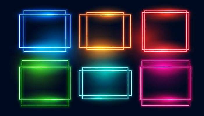 EPS 해외이미지 배너 선 라인일러스트 일러스트 프레임 사람없음 그래픽 빛 세트 사각형 네온 해외일러스트 도형 파일형식 벡터 이미지허브