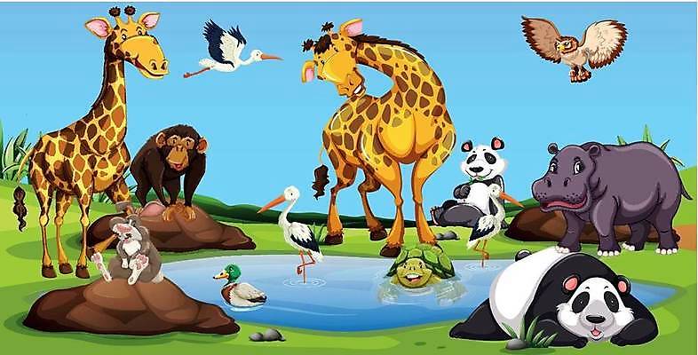 EPS 해외이미지 클립아트 동물 야생동물 백그라운드 일러스트 곰 포유류 자연 생물 동물원 미술 야외 그래픽 환경 토끼 연못 돼지 기린 사파리 그림 클립 장면 부엉이 캥거루 해외일러스트 조류 문화예술 반려동물 생태계 파일형식 벡터 이미지허브