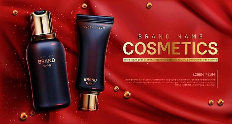 EPS 해외이미지 일러스트 사람없음 빨간색 뷰티 검은색 화장품 원형 실크 구슬 진주 로션 스킨케어 바디로션 바디케어 스킨로션 해외일러스트 도형 컬러 직물 보석 파일형식 벡터 이미지허브