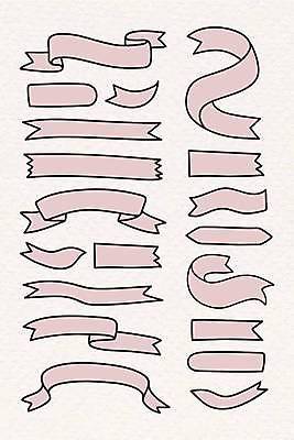 EPS 해외이미지 디자인 리본 분홍색 일러스트 사람없음 세트 엘리먼트 아기자기 해외일러스트 컬러 컨셉 파일형식 벡터 이미지허브