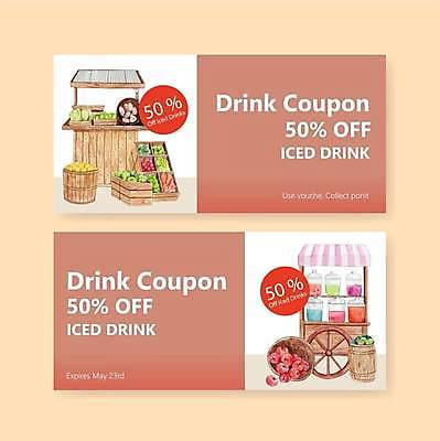 EPS 해외이미지 영어 음료 일러스트 타이포그라피 사람없음 쇼핑 티켓 상품권 쿠폰 노점상 반값 채소가게 코랄 해외일러스트 문자 컬러 세일 상점 파일형식 벡터 이미지허브