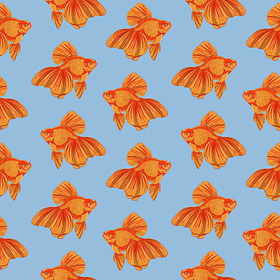 JPG 해외이미지 디자인 하늘색 백그라운드 패턴 여러마리 일러스트 사람없음 주황색 패턴백그라운드 금붕어 해외일러스트 컬러 다수 무늬 어류 파란색 파일형식 이미지허브