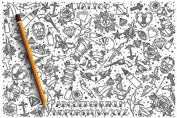 EPS 해외이미지 알파벳 꽃 별 십자가 패턴 날개 일러스트 화살 사람없음 세트 연필 장미 유행 총 하트 체리 스케치 편지 문신 심볼 다이아몬드 손그림 닻 제비 단검 구성 해골모형 스타일 해외일러스트 자연요소 모양 식물 영어 무기 무늬 과일 조류 학용품 미술 필기구 모형 검 보석 파일형식 벡터 이미지허브