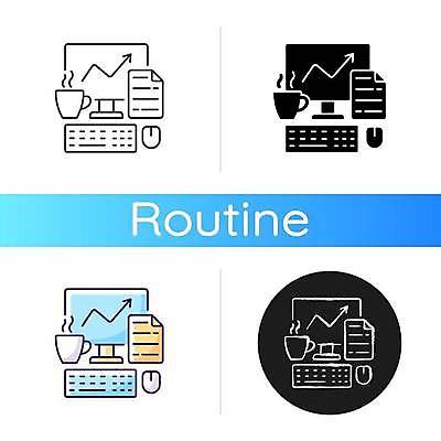 EPS 해외이미지 일러스트 비즈니스 사람없음 일상 컴퓨터 모니터 자료 머그컵 키보드 마우스 업무 플랫 문서 해외일러스트 라이프 컵 전자제품 컴퓨터용품 작업 파일형식 벡터 이미지허브