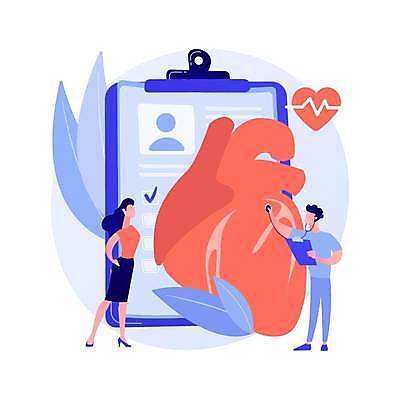 EPS 해외이미지 전신 여자 남자 허리손 일러스트 청진기 건강 들기 성인 두명 진료 의사 하트 심장 맥박 측정 서류판 심장병 성인만 해외일러스트 모양 포즈 의학 의료기기 모션 사람 사무용품 의료진 장기_의학 질병 파일형식 벡터 이미지허브