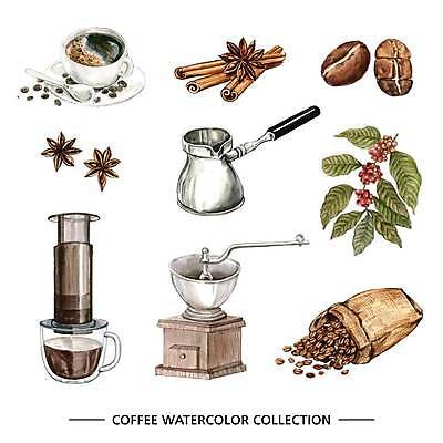 EPS 해외이미지 커피 일러스트 사람없음 원두 커피잔 티스푼 그라인더 쏟아짐 시나몬스틱 엘리먼트 커피용품 커피자루 핸드드립 팔각회향 해외일러스트 음료 모션 잔 숟가락 향신료 오브젝트 자루 시나몬 파일형식 벡터 이미지허브