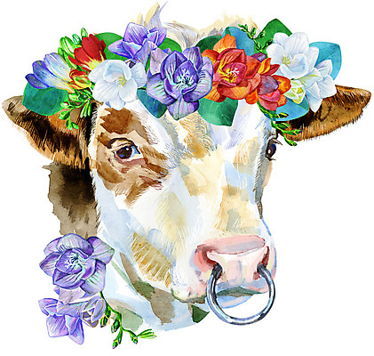 JPG 해외이미지 디자인 꽃 백그라운드 일러스트 미술 사람없음 화관 소 해외일러스트 식물 포유류 문화예술 파일형식 이미지허브