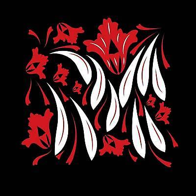 EPS 해외이미지 디자인 꽃 잎 일러스트 미술 사람없음 빨간색 검은색 화려 민화 국경 해외일러스트 식물 컬러 컨셉 문화예술 그림 파일형식 벡터 이미지허브