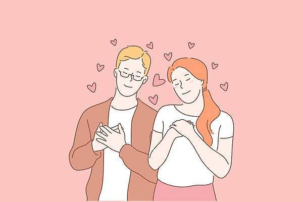 EPS 해외이미지 커플 여자 남자 행복 분홍색 일러스트 남편 사랑 상반신 성인 두명 눈감음 하트 아내 성인만 해외일러스트 모양 감정 컬러 관계 모션 사람 파일형식 벡터 이미지허브