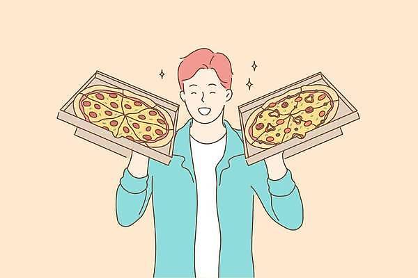 EPS 해외이미지 남자 행복 인물캐릭터 일러스트 피자 한명 들기 성인 기쁨 최고 긍정 성인남자한명만 해외일러스트 일러캐릭터 캐릭터 1 감정 컨셉 모션 패스트푸드 서양음식 사람 남자한명만 성인남자만 파일형식 벡터 이미지허브