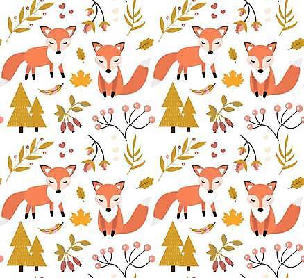 EPS 해외이미지 나무 열매 백그라운드 단풍 낙엽 패턴 일러스트 사람없음 눈감음 하트 여우 해외일러스트 모양 식물 잎 무늬 포유류 모션 파일형식 벡터 이미지허브