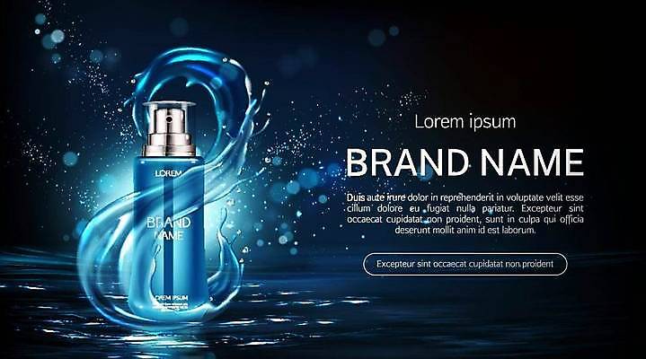 EPS 해외이미지 물결 일러스트 사람없음 파란색 반짝임 뷰티 화장품 물방울 스킨케어 미스트 스플래쉬 해외일러스트 컬러 모션 파일형식 벡터 이미지허브