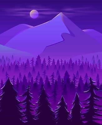 EPS 해외이미지 나무 구름 야경 일러스트 자연 산 사람없음 보라색 달 숲 해외일러스트 자연요소 식물 컬러 야간 생태계 파일형식 벡터 풍경_경치 이미지허브
