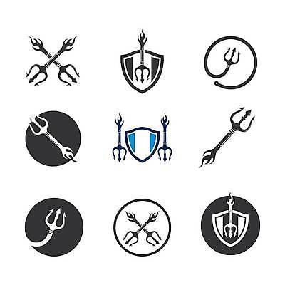 EPS 해외이미지 컨셉 일러스트 비즈니스 사람없음 검은색 심볼 삼지창 방패모양 해외일러스트 모양 창 컬러 방패 파일형식 벡터 이미지허브