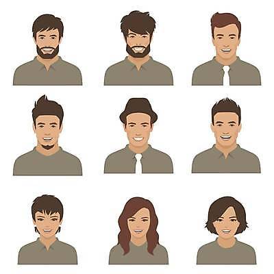 EPS 해외이미지 캐릭터 디자인 커플 여자 남자 행복 얼굴 일러스트 사람 소년 성인 세트 머리 플랫 만화 수집 고립 아바타 스타일 힙스터 해외일러스트 일러캐릭터 패션 감정 어린이 관계 신체부위 파일형식 벡터 이미지허브