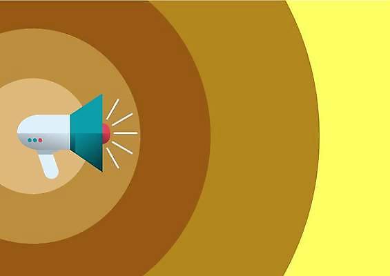 EPS 해외이미지 일러스트 사람없음 노란색 확성기 외침 원형 알림 카피스페이스 해외일러스트 도형 컬러 소리 공백 파일형식 벡터 이미지허브