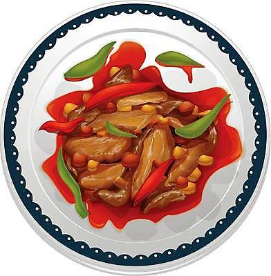 EPS 해외이미지 접시 일러스트 고추 사람없음 치킨 해외일러스트 식기 채소 닭고기요리 파일형식 벡터 이미지허브