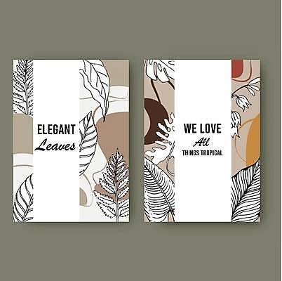 EPS 해외이미지 템플릿 잎 라인일러스트 일러스트 사람없음 갈색 보테니컬아트 해외일러스트 식물 컬러 파일형식 벡터 이미지허브