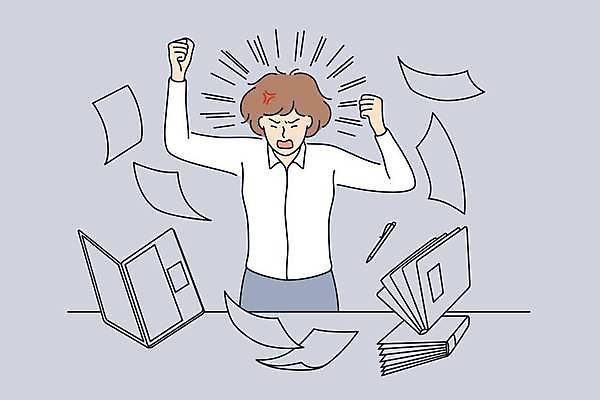 EPS 해외이미지 여자 종이 일러스트 비즈니스 스트레스 한명 상반신 성인 노트북 펜 보라색 주먹 분노 비즈니스우먼 문서 성인여자한명만 해외일러스트 1 감정 컬러 모션 사람 전자제품 필기구 직장인 여자한명만 성인여자만 파일형식 벡터 이미지허브