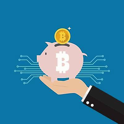 EPS 해외이미지 손 일러스트 들기 신체부위 금융 경제 파란색 동전 저축 돼지저금통 회로판 가상화폐 해외일러스트 컬러 돈 모션 사람 저금통 파일형식 벡터 이미지허브