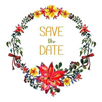 EPS 해외이미지 꽃 리본 잎 일러스트 타이포그라피 사람없음 원형 청첩장 원형프레임 꽃프레임 해외일러스트 도형 식물 문자 카드_감사 프레임 파일형식 벡터 이미지허브