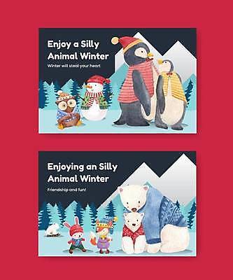 EPS 해외이미지 겨울 일러스트 눈사람 털모자 사람없음 토끼 펭귄 북극곰 여우 부엉이 털옷 해외일러스트 모자_잡화 옷 계절 곰 포유류 조류 반려동물 파일형식 벡터 이미지허브